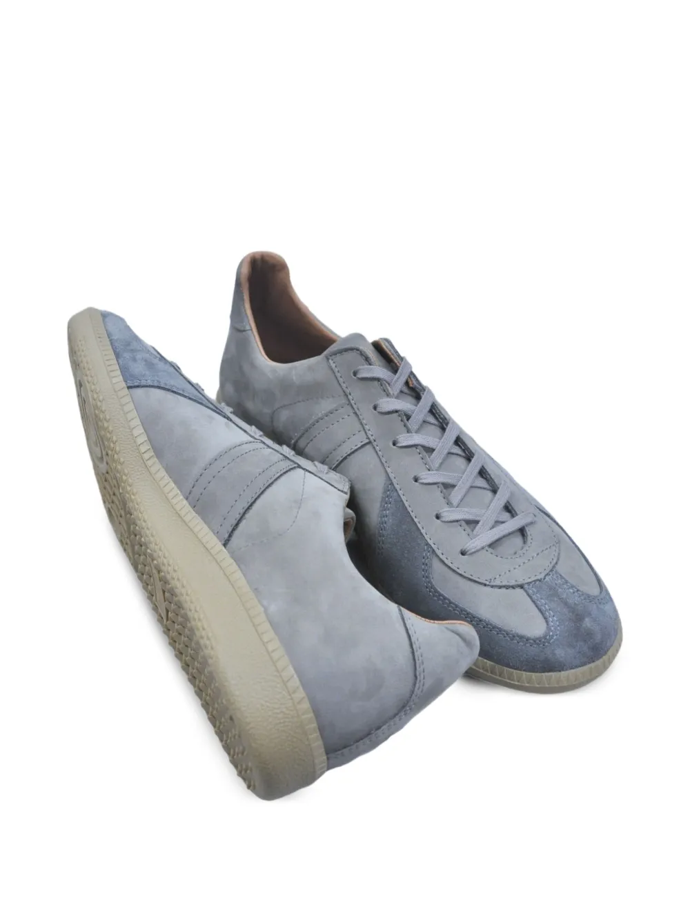Reproduction of Found German Military suede panelled lace-up sneakers Grey