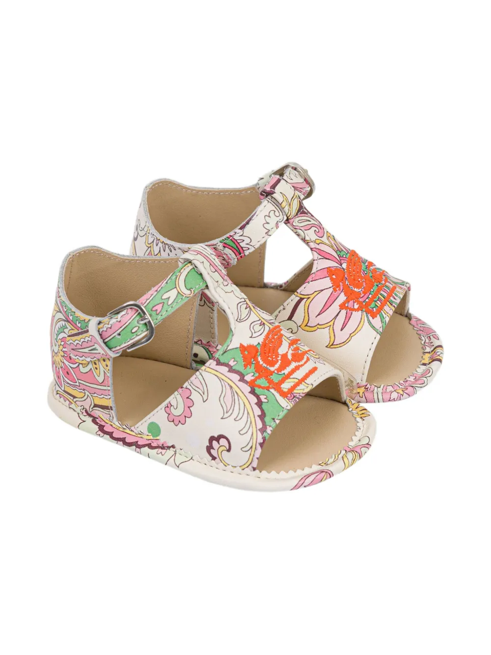 ETRO KIDS floral-print leather sandals - Bianco