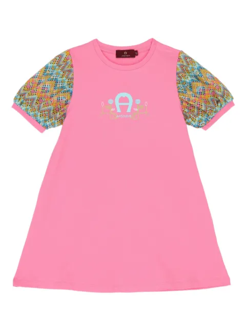 Aigner Kids patterned-sleeves T-shirt dress