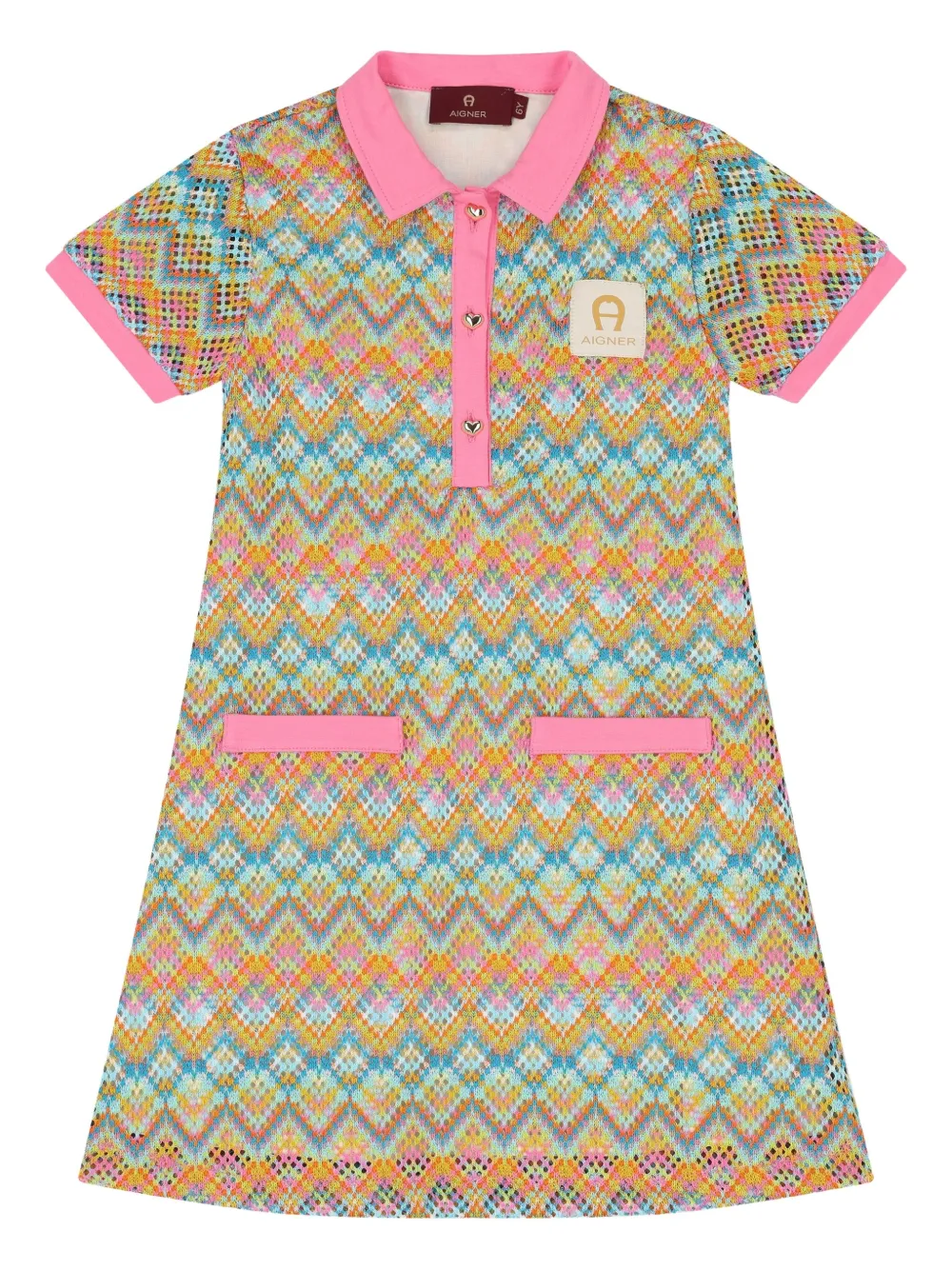 Aigner Kids Jurk met polokraag en patroon Roze