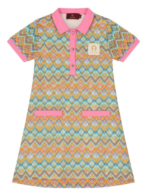 Aigner Kids فستان منقوش بياقة بولو