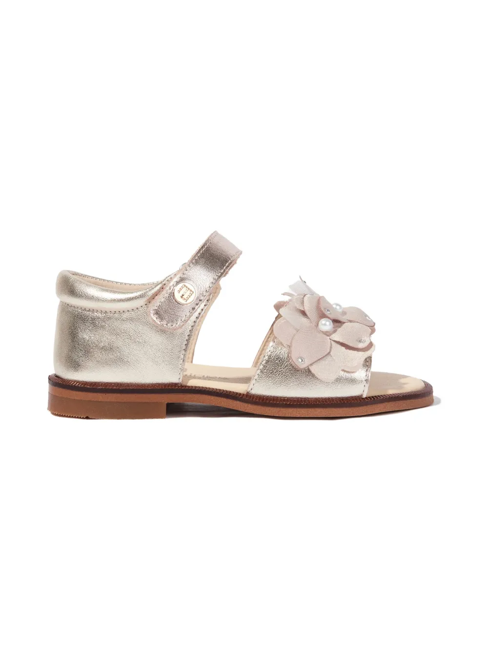 ANDANINES floral-embellished sandals Gold