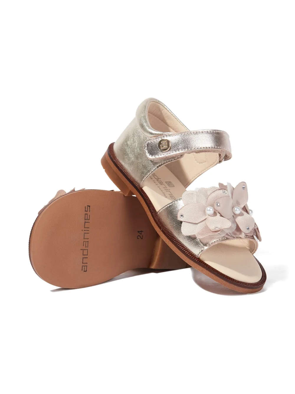 ANDANINES floral-embellished sandals Gold
