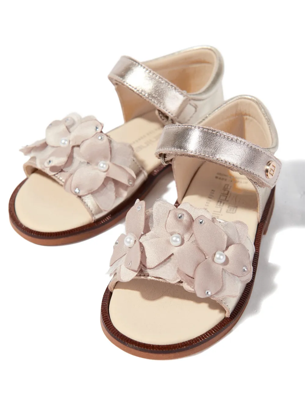 ANDANINES floral-embellished sandals Gold
