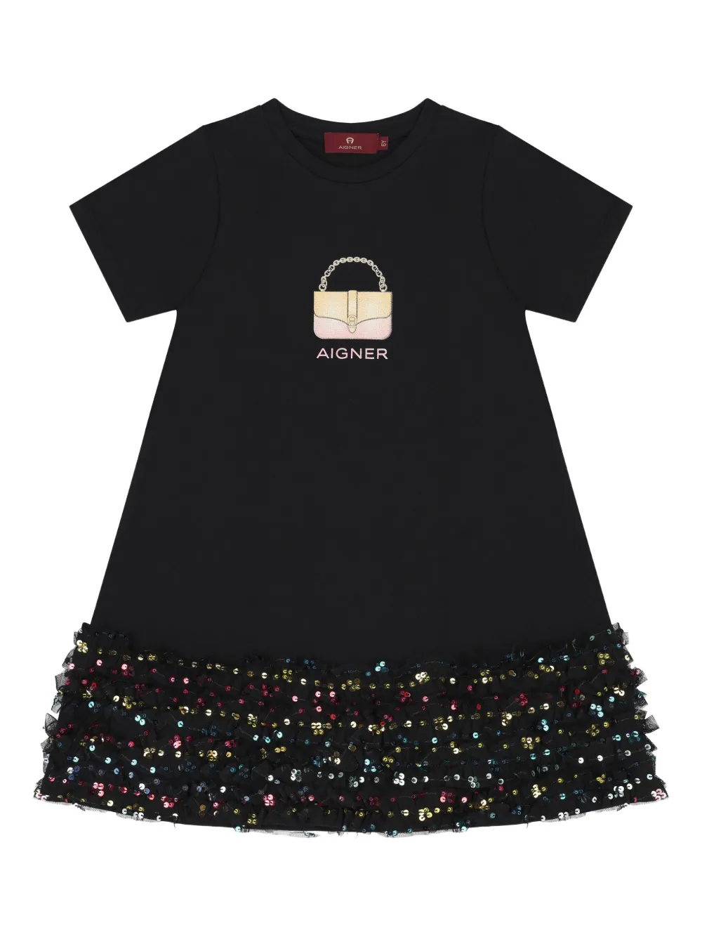 Aigner Kids Jurk verfraaid met pailletten Zwart