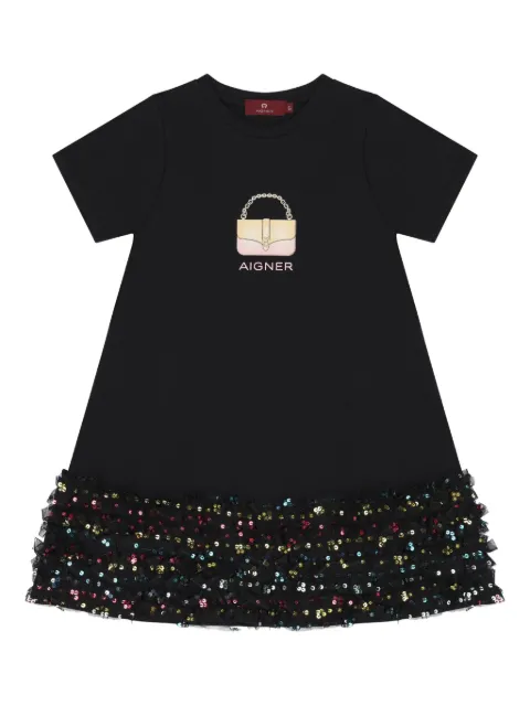 Aigner Kids vestido bordado con lentejuelas