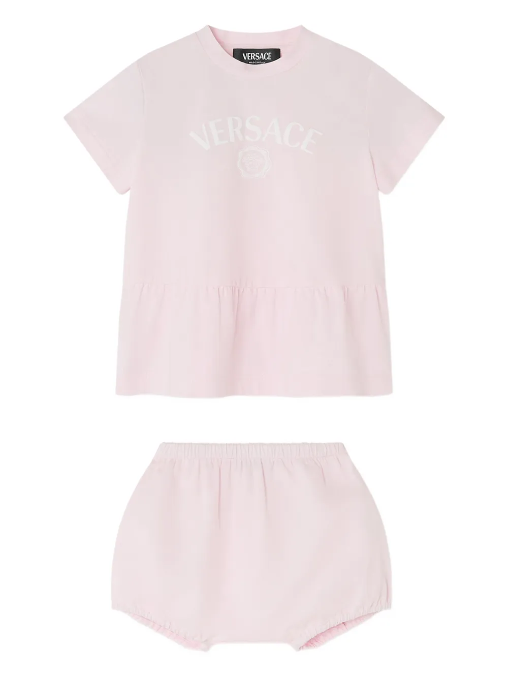 Versace Kids T-shirtjurk met logoprint Roze