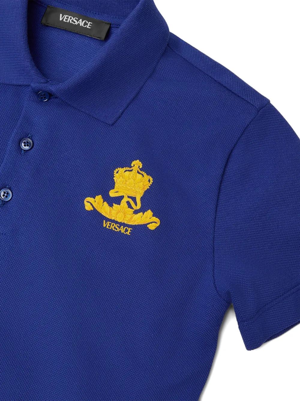 Versace Kids Poloshirt met geborduurd logo Blauw