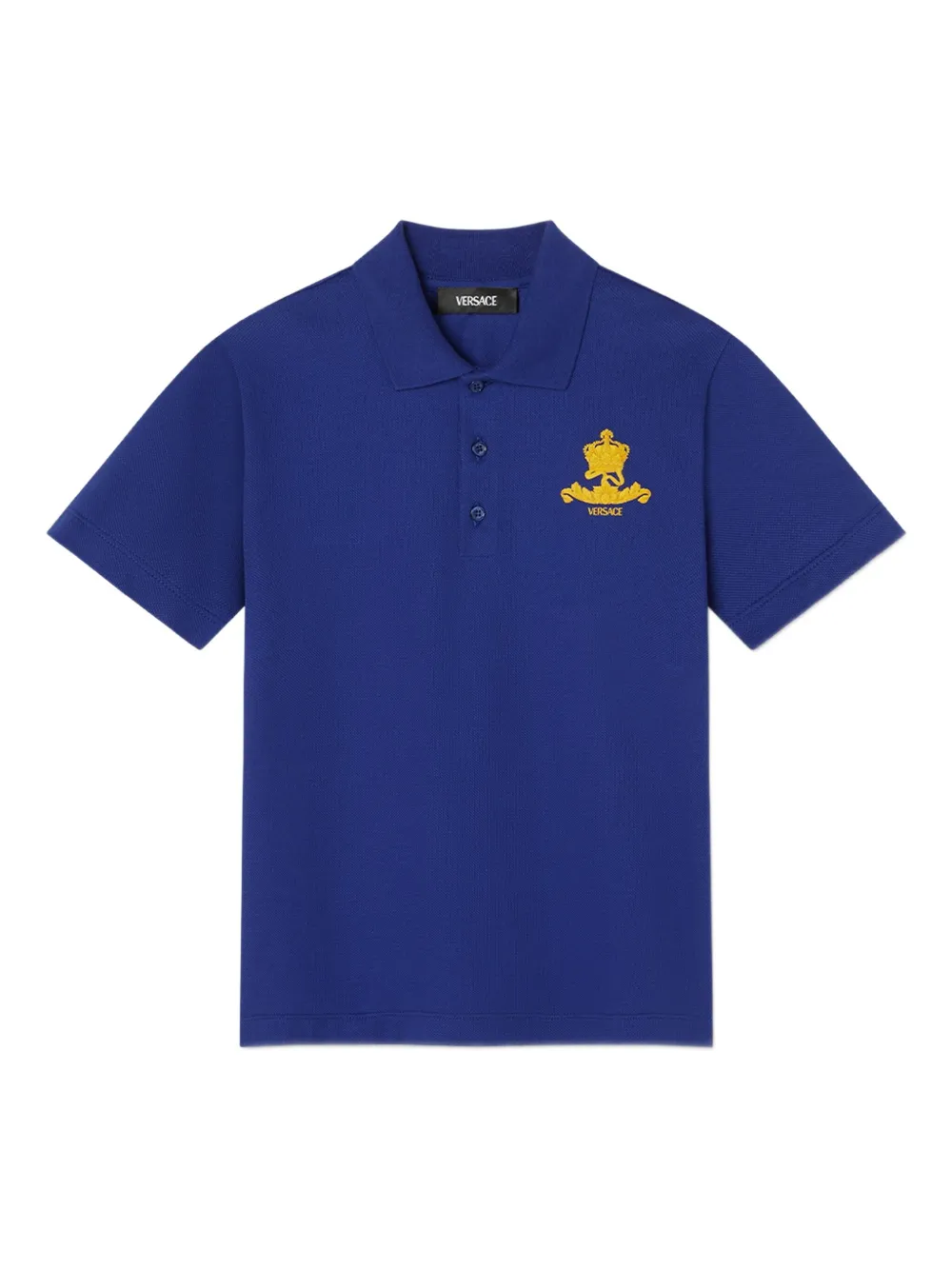 Versace Kids Poloshirt met geborduurd logo Blauw