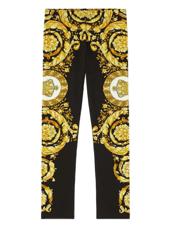 15569✨タグ付き✨ヴェルサーチ バロック 総柄 ロゴ スパッツ レギンス Versace Kids バロック レギンス | ブラック | FARFETCH JP