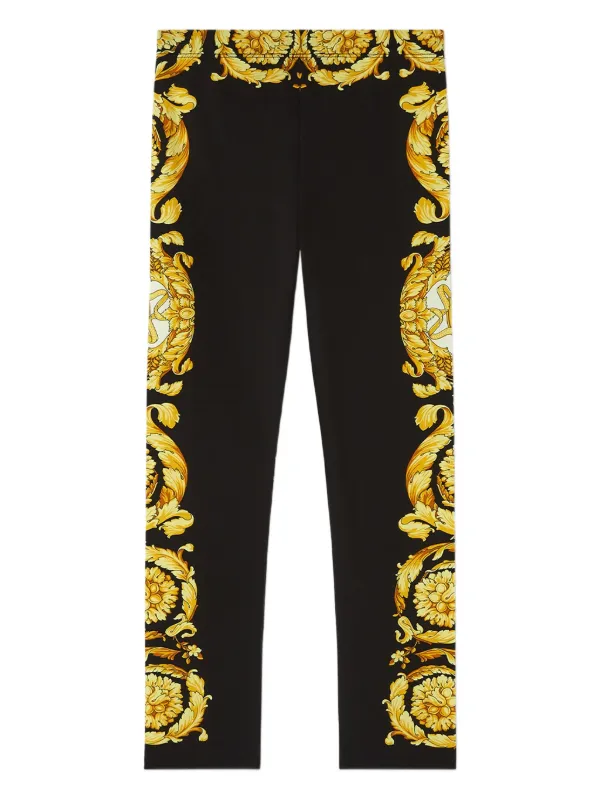 VERSACE ブラックレギンス 14A　164センチ。未使用保管品。 Versace Kids バロック レギンス | ブラック | FARFETCH JP