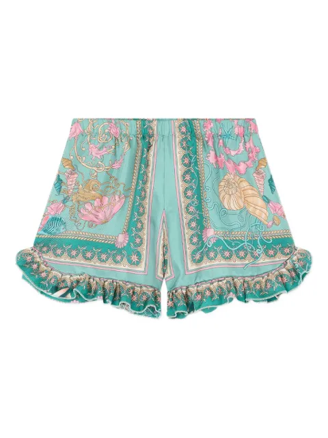 Versace Kids Underwater Barocco ruffled shorts