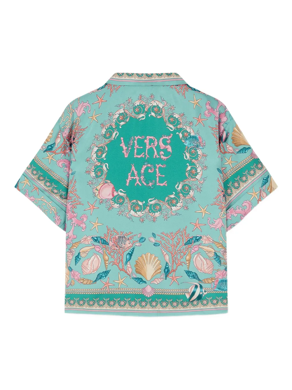 Versace Kids Underwater Barocco shirt met korte mouwen Groen