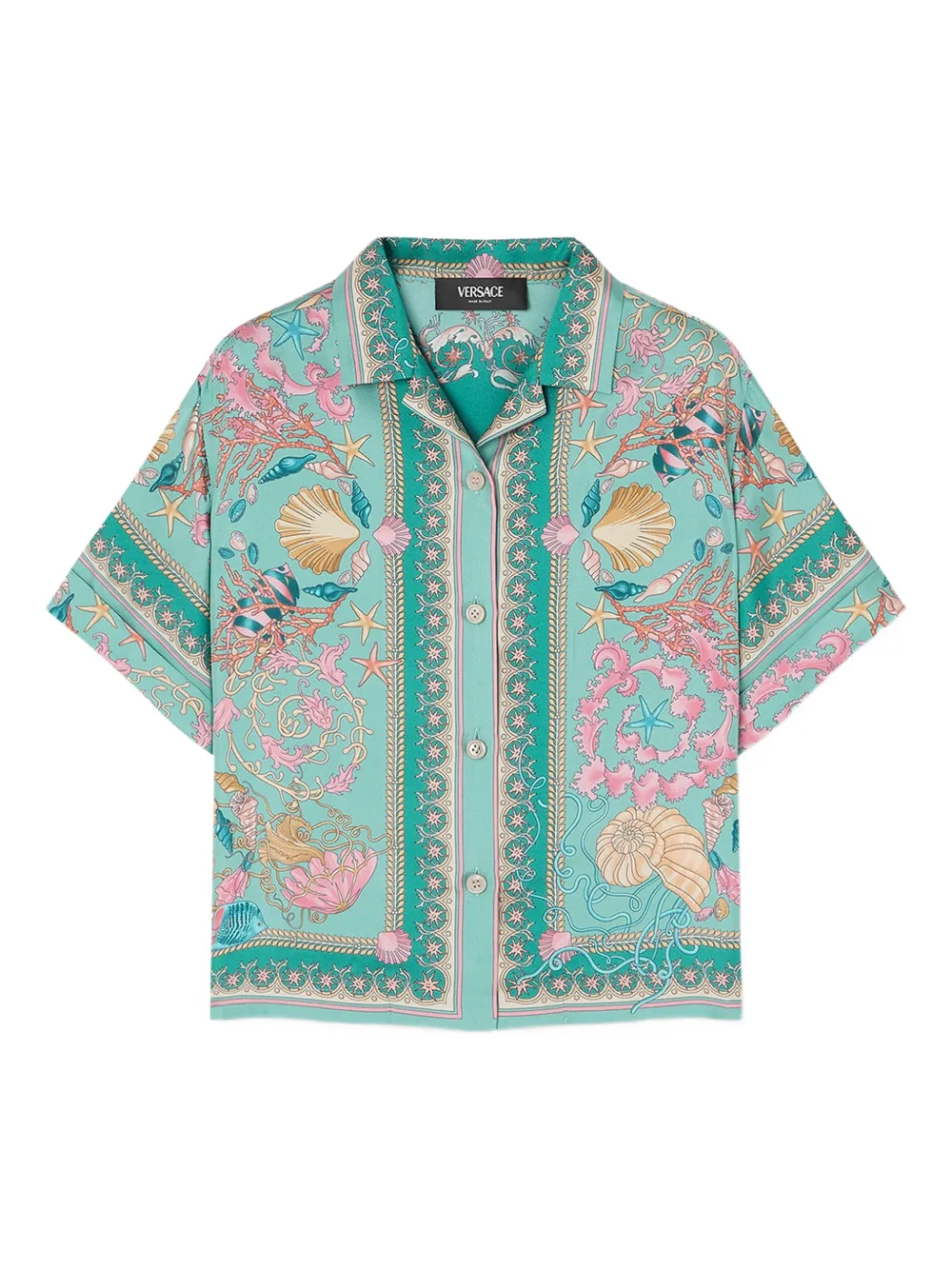 Versace Kids Underwater Barocco shirt met korte mouwen Groen