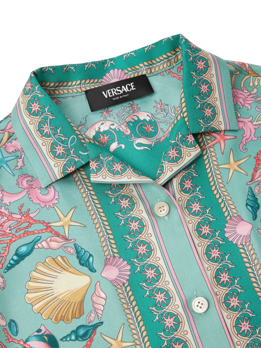Versace Kids Underwater Barocco shirt met korte mouwen Groen