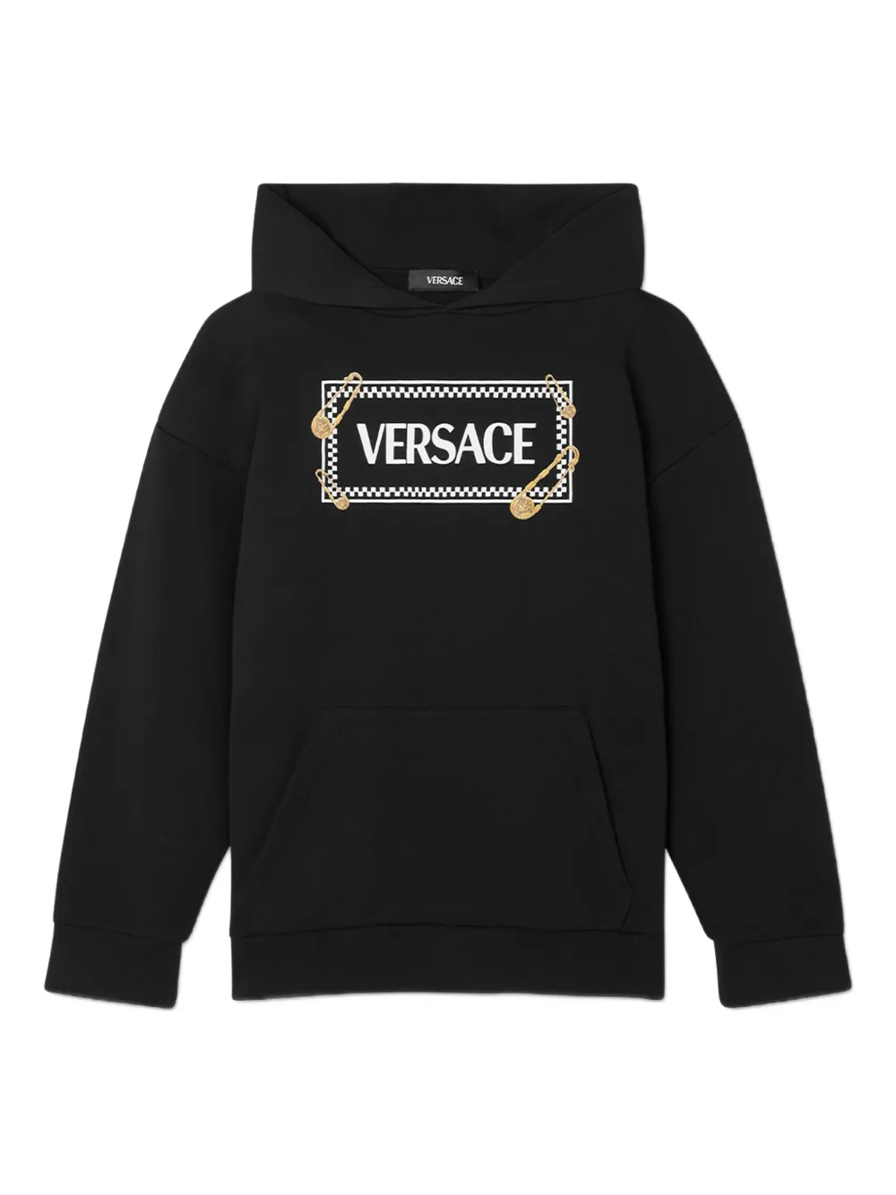 Versace Kids Hoodie met logoprint Zwart