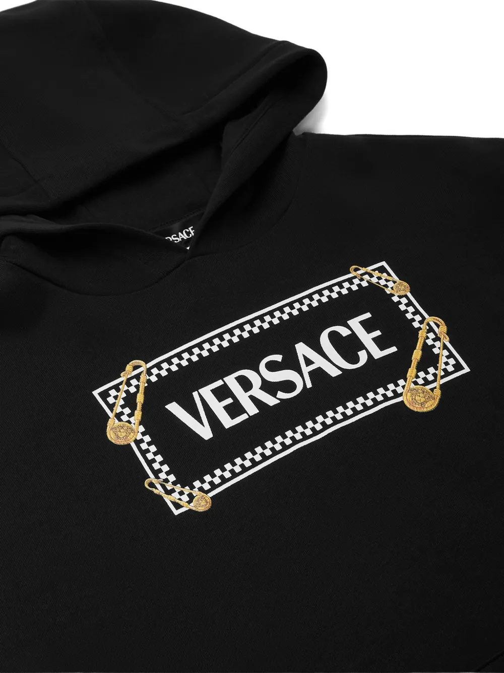 Versace Kids Hoodie met logoprint Zwart