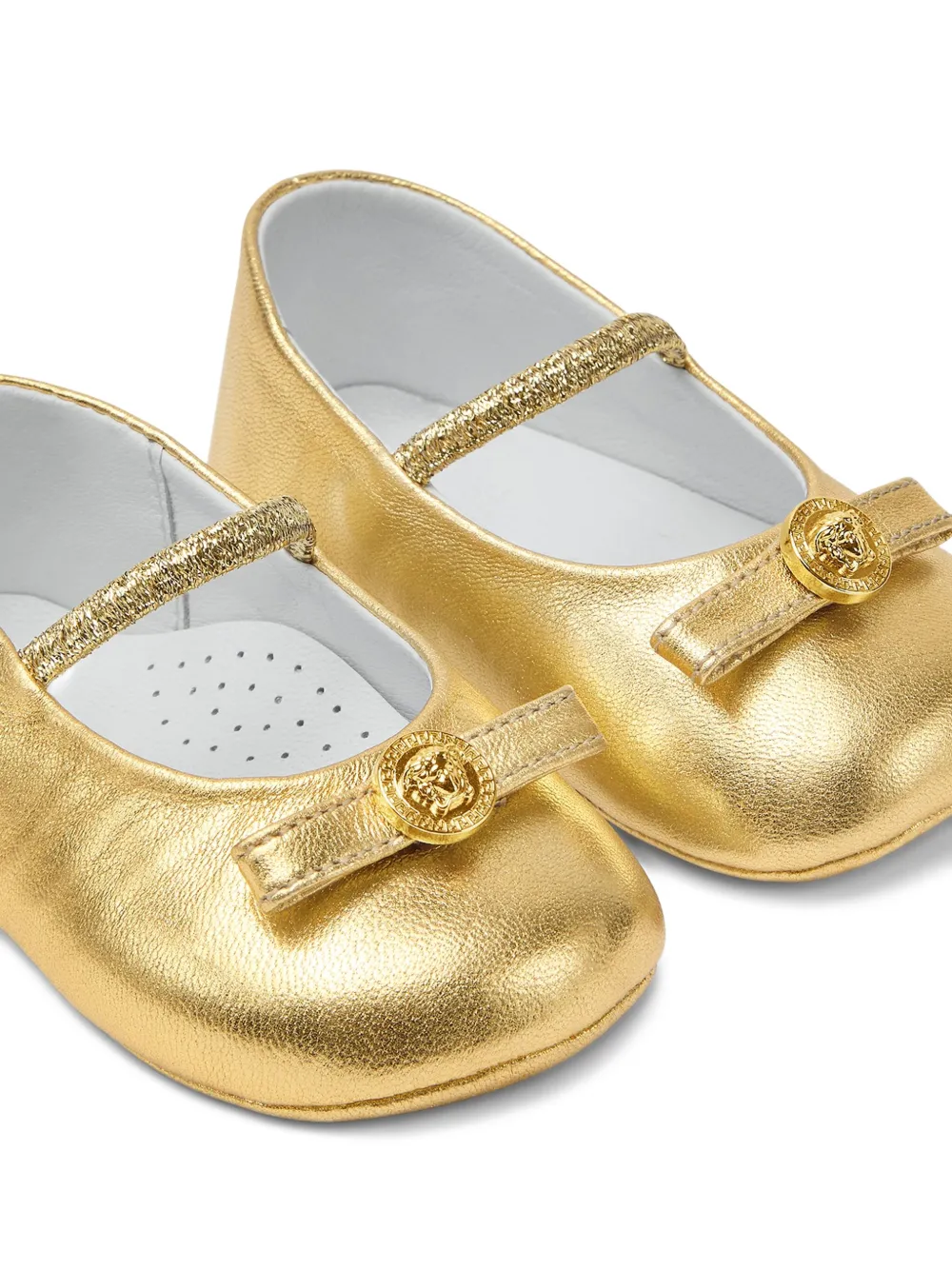 Versace Kids Gianni Ribbon ballet flats Gold