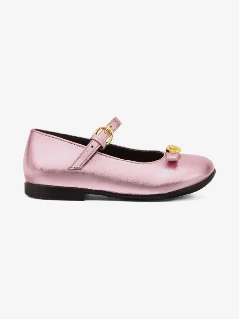 Versace Kids Gianni Ribbon metallic leather ballet flats
