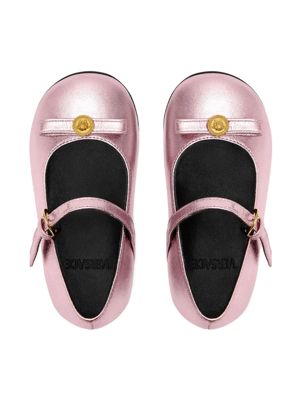 Versace Kids Gianni Ribbon metallic leather ballet flats | Teen Girl Shoes | Image 2