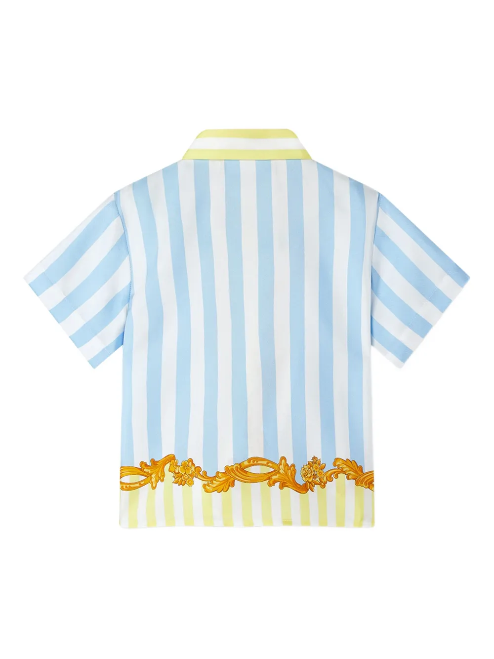 Versace Kids Chemise Barocco pinstriped silk shirt Blauw