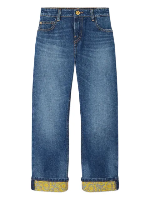 Versace Kids Barocco-embroidered jeans