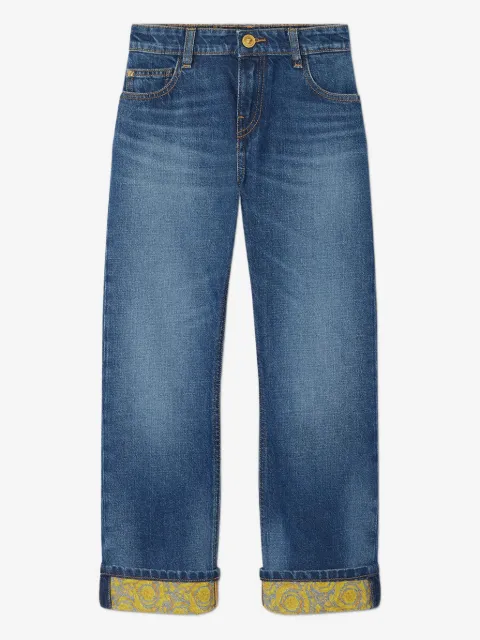 Versace Kids Barocco-embroidered jeans