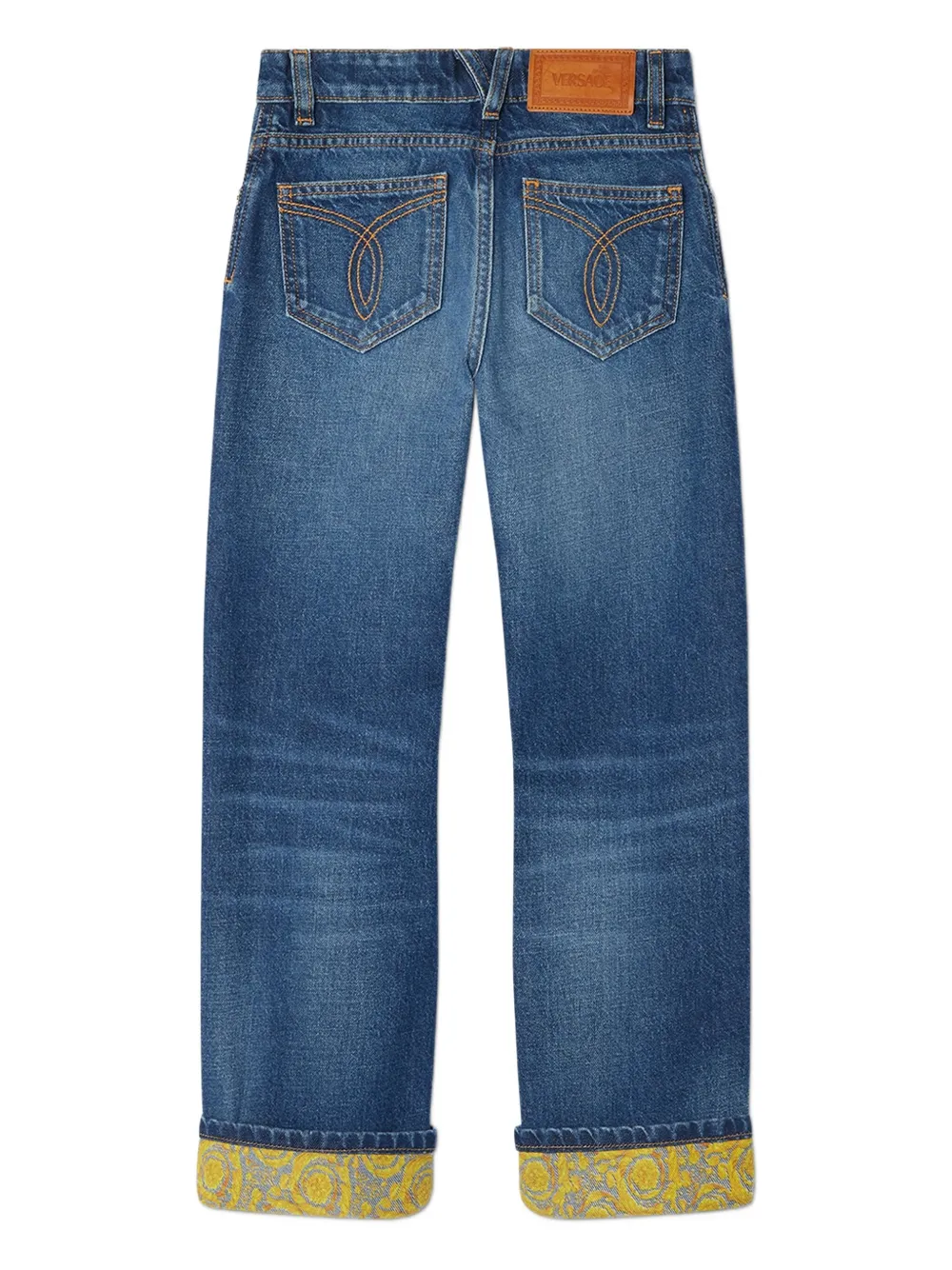 Versace Kids Jeans met Barocco-borduurwerk Blauw