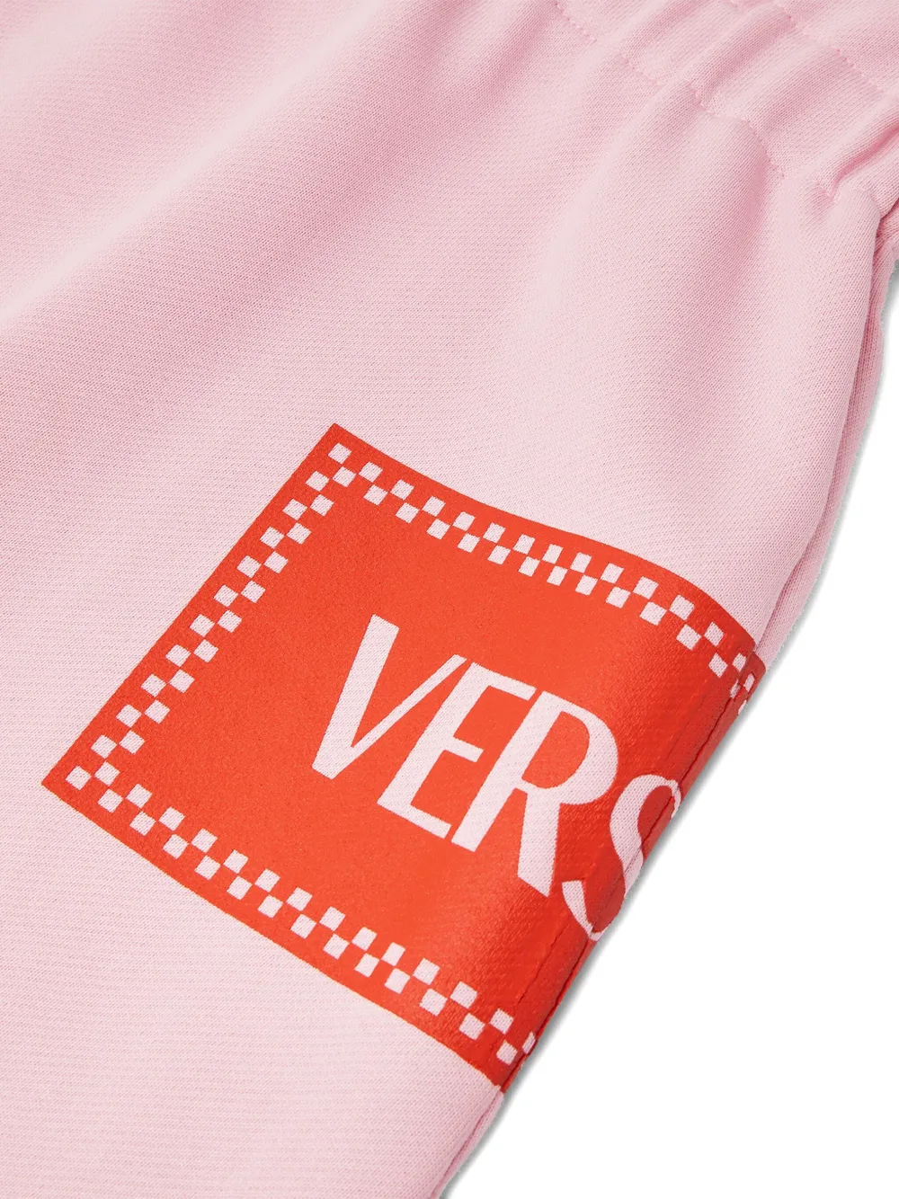Versace Kids Gesmockte jurk met logoprint Roze