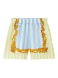 Versace Kids baroque-print striped shorts - Blue