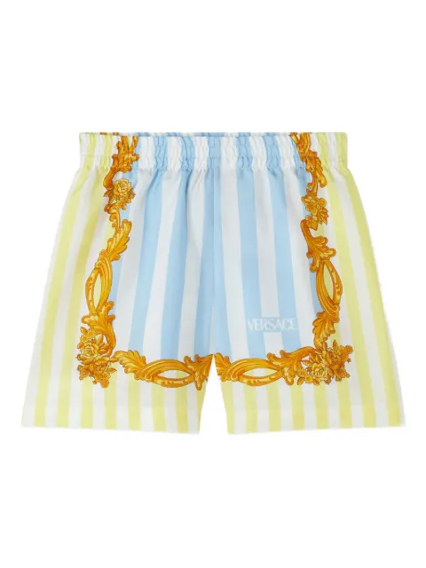 Versace Kids baroque-print striped shorts