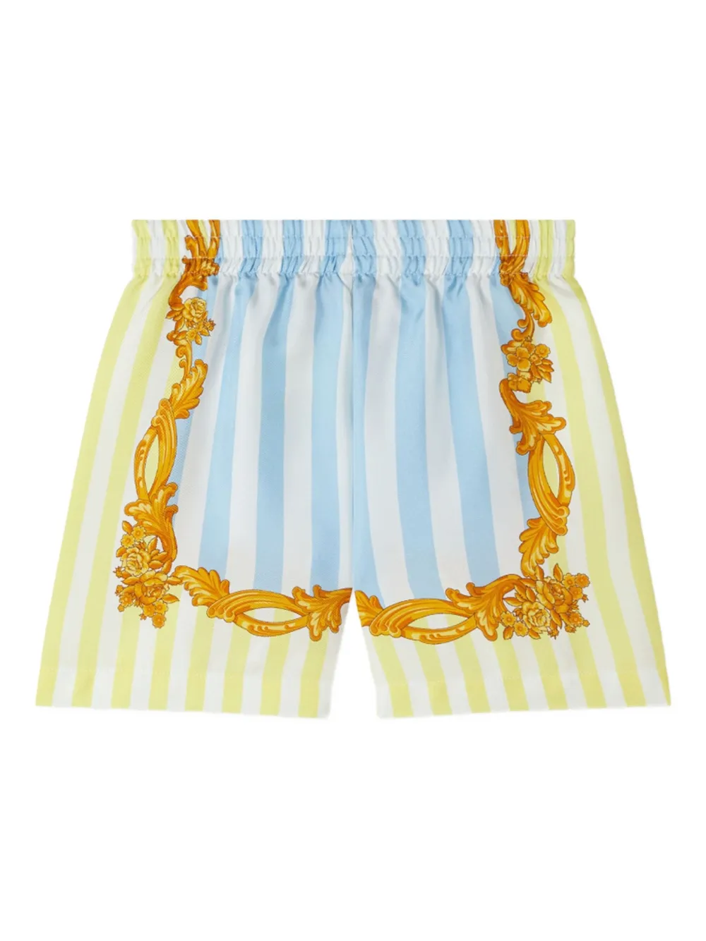 Versace Kids baroque-print striped shorts Blauw