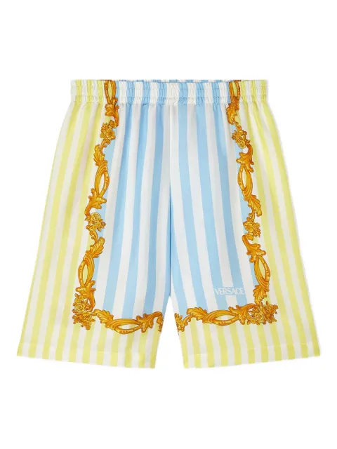 Versace Kids baroque-print striped shorts
