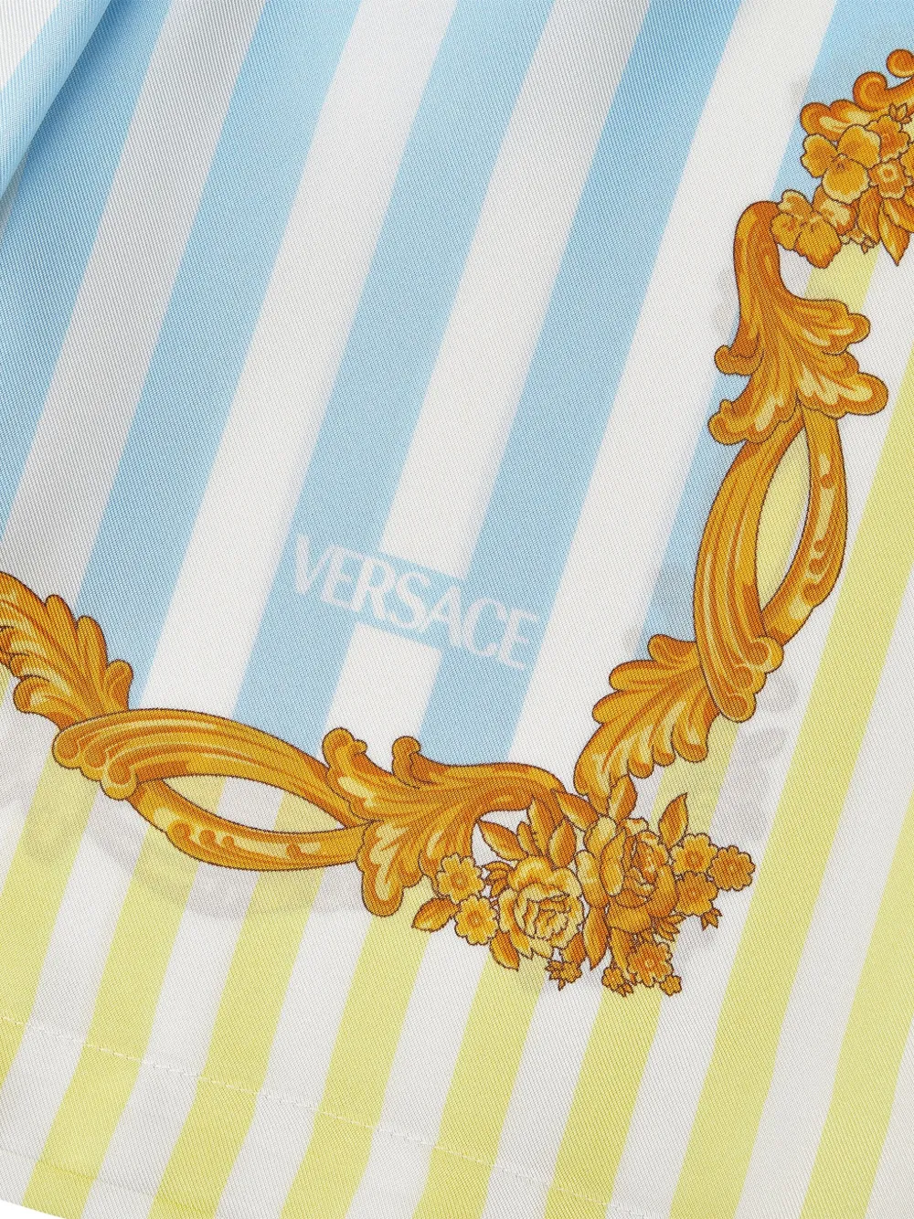 Versace Kids baroque-print striped shorts Blauw