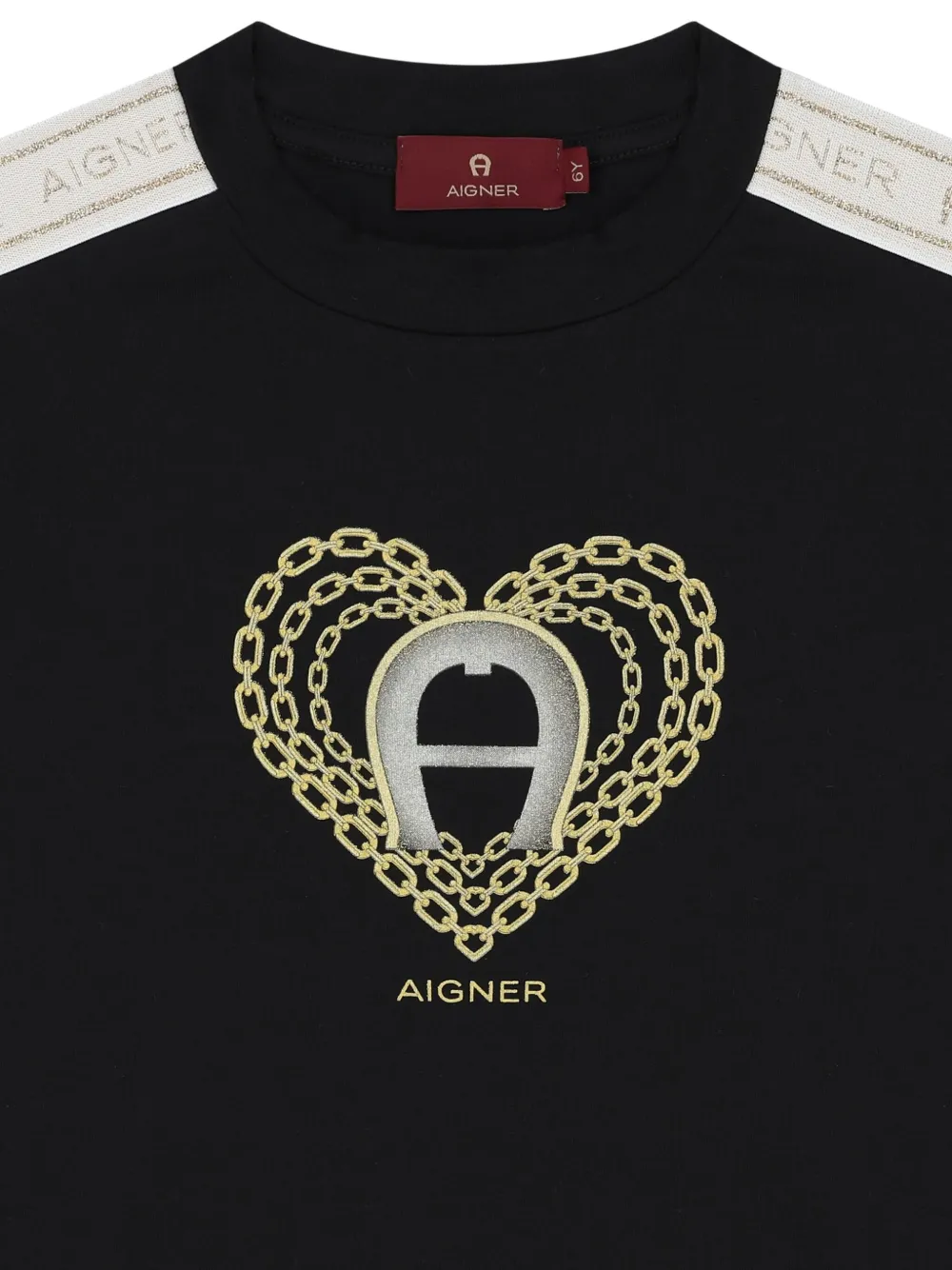 Aigner Kids T-shirt met hart kettingdetail Zwart