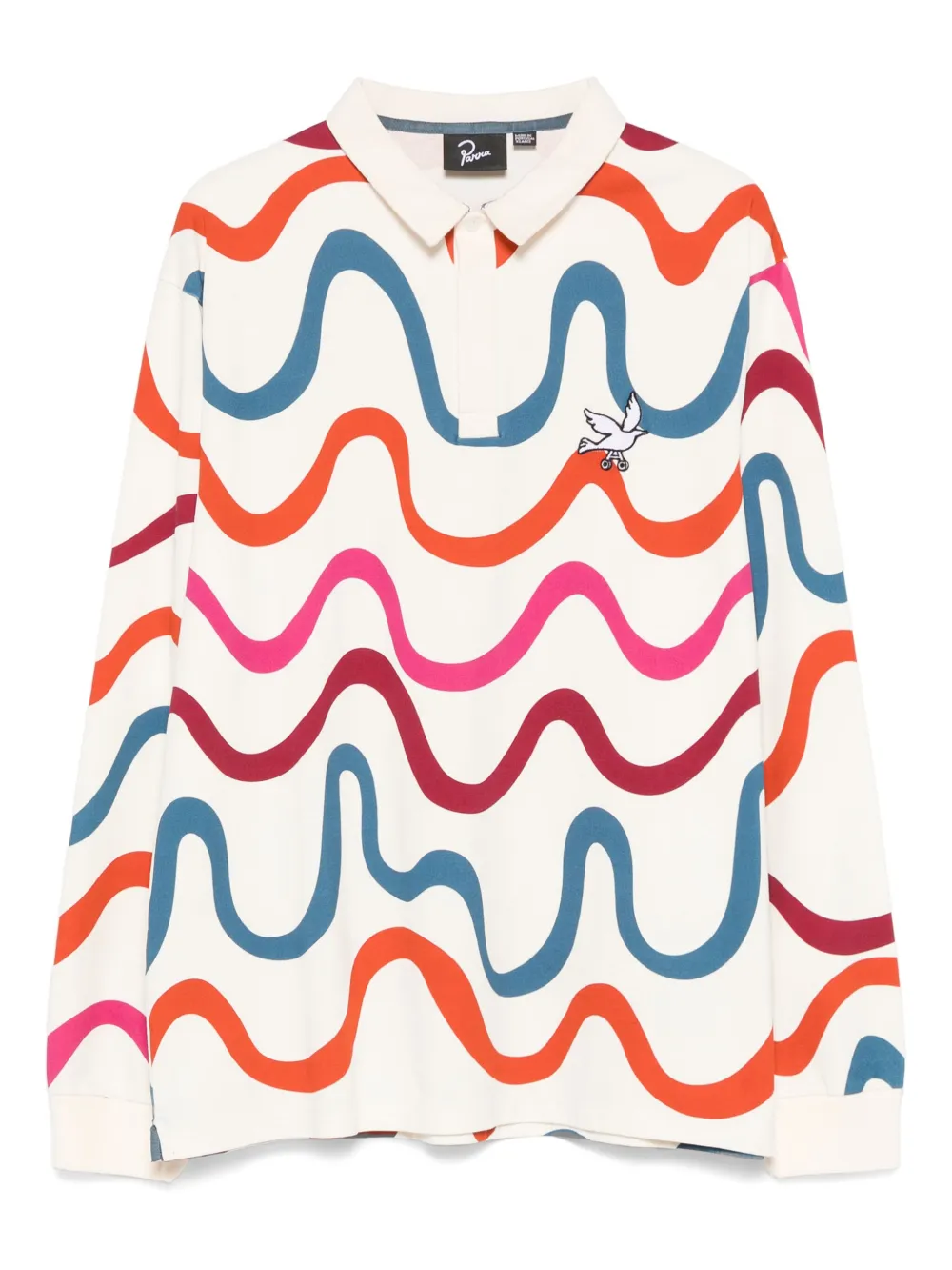 abstract-print polo shirt