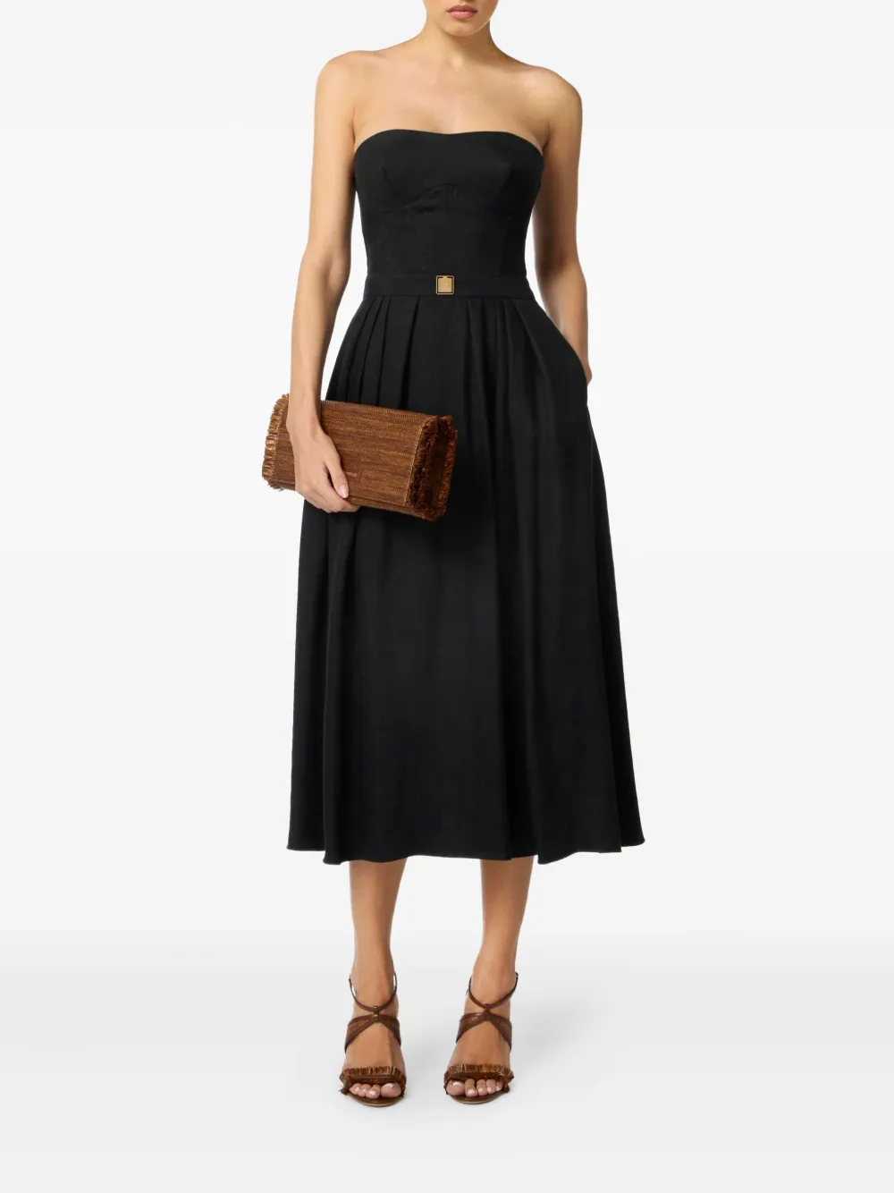 Elisabetta Franchi Strapless geplooide jurk - Zwart