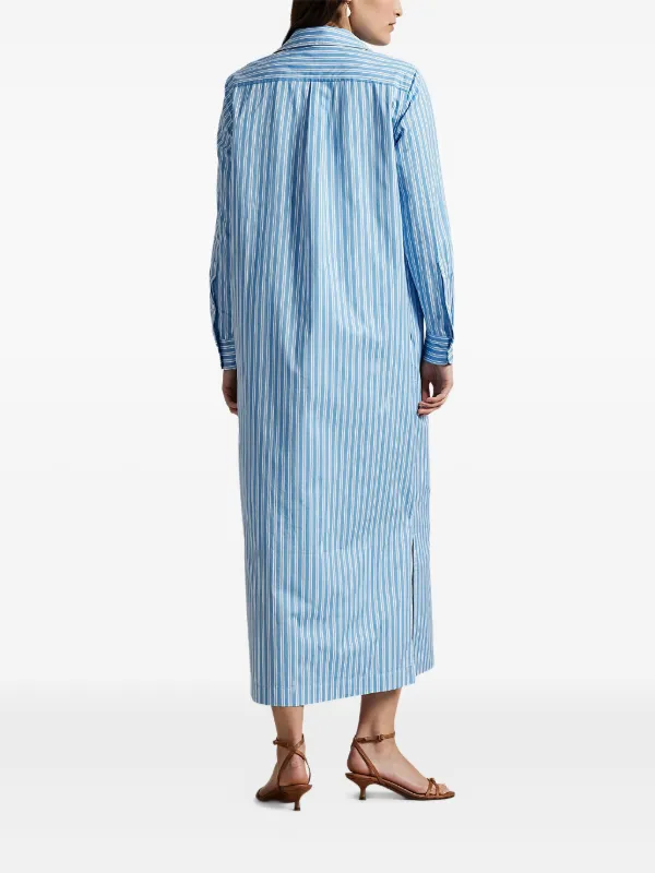 ralph lauren blue striped shirt dress Polo Ralph Lauren BELTED WIDE-STRIPE COTTON SHIRTDRESS - Shirt dress - blue /white/blue