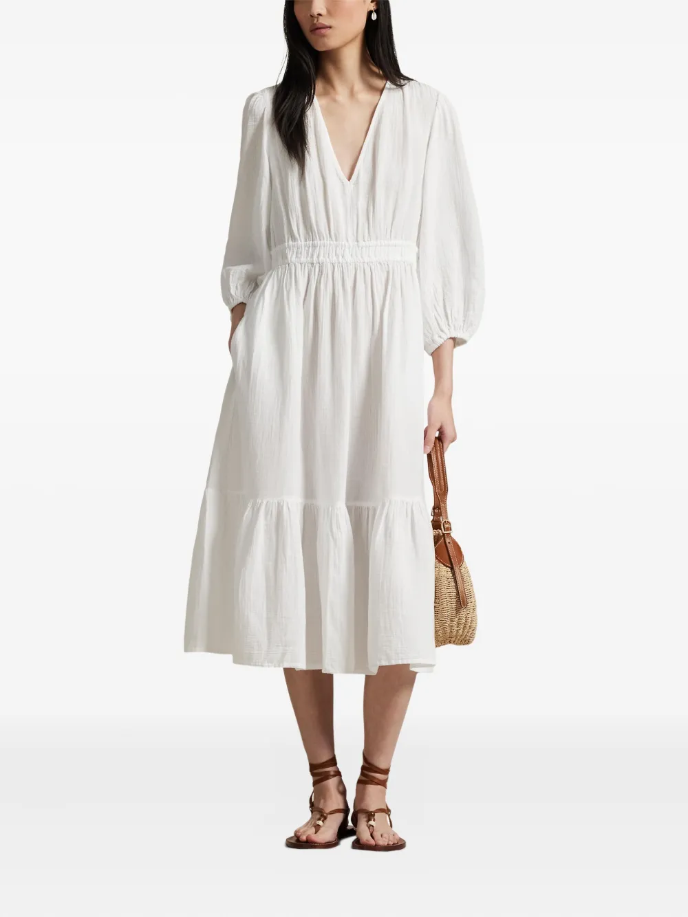 Polo Ralph Lauren Jurk met V-hals Wit