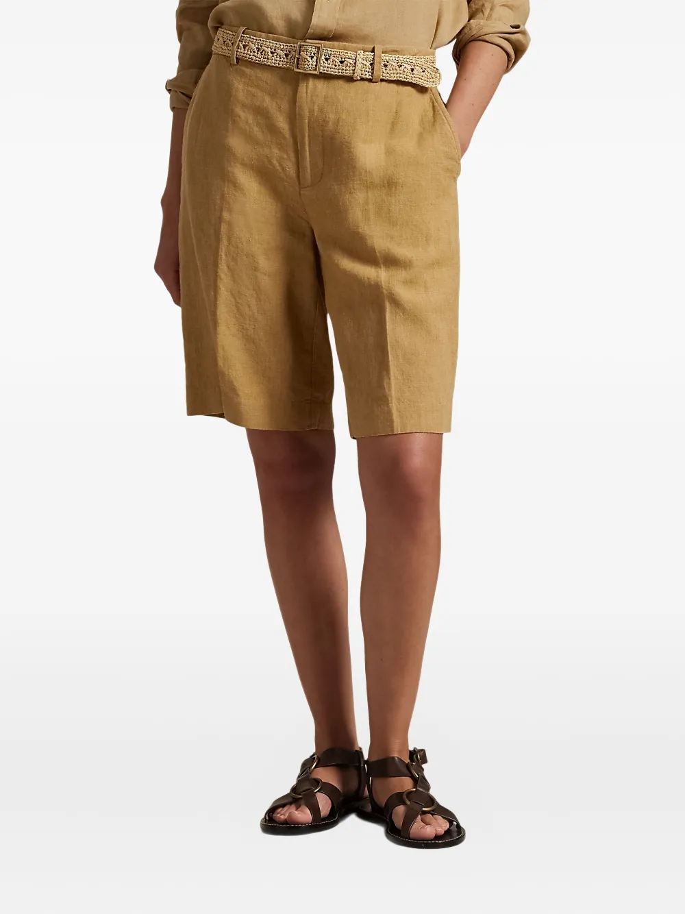 Polo Ralph Lauren Geplooide linnen shorts Beige