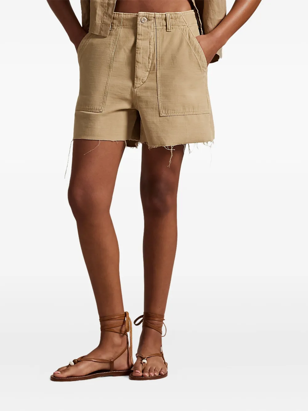 Polo Ralph Lauren Gerafelde high-waist shorts Beige