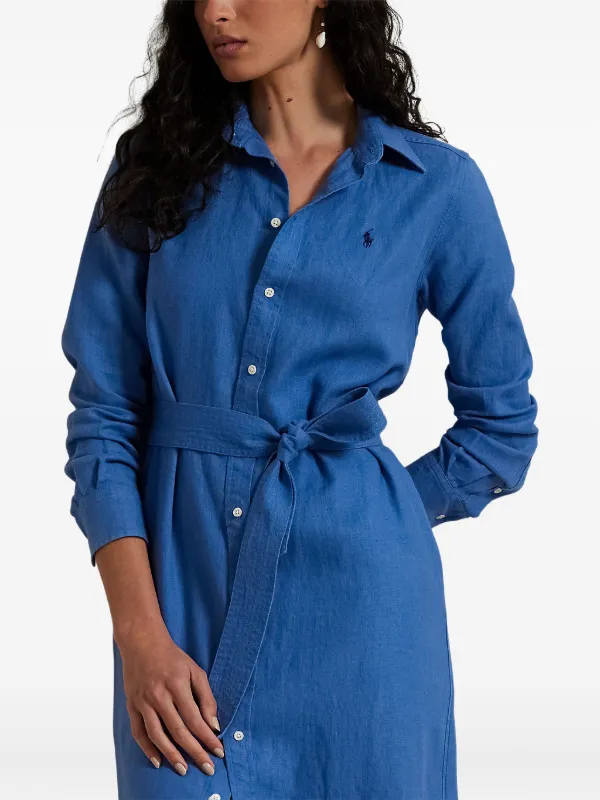 Polo Ralph Lauren Belted Shirt Dress | Blue | FARFETCH GE Polo Ralph Lauren Belted Shirt Dress | Blue | FARFETCH GE