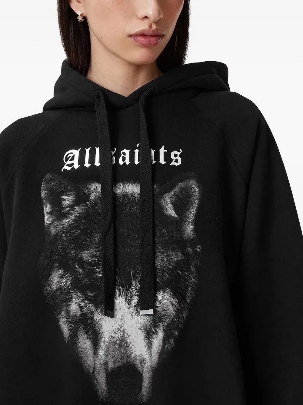 AllSaints Hoodie met wolfprint Zwart