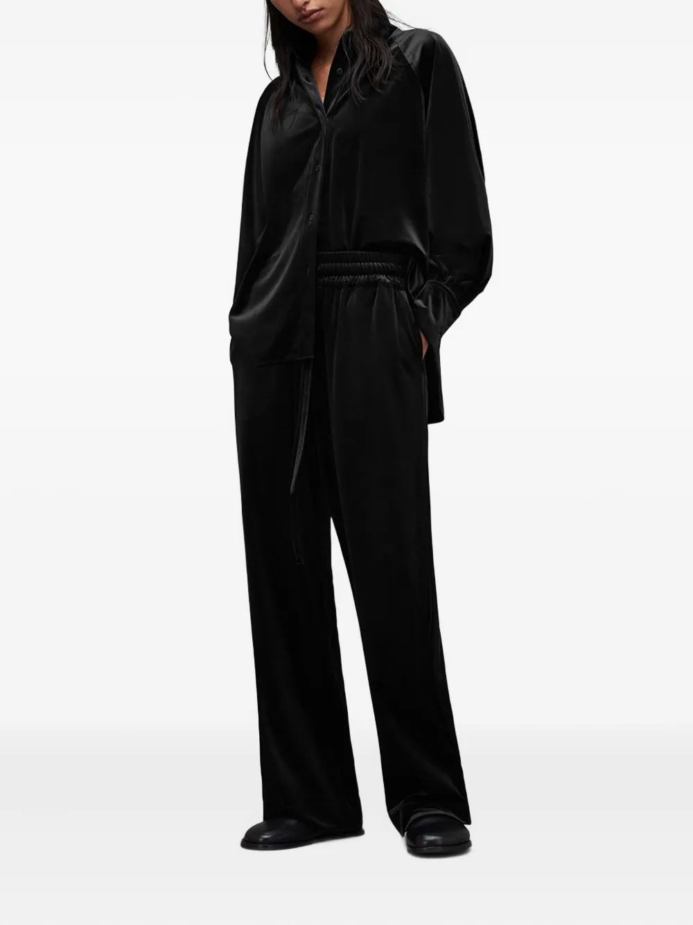 AllSaints Broek met trekkoordtaille - Zwart