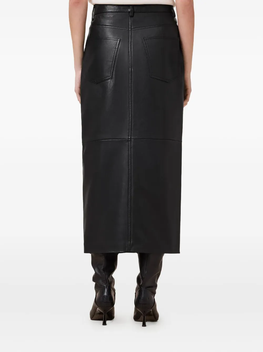 AllSaints Eden leren midi-rok Zwart
