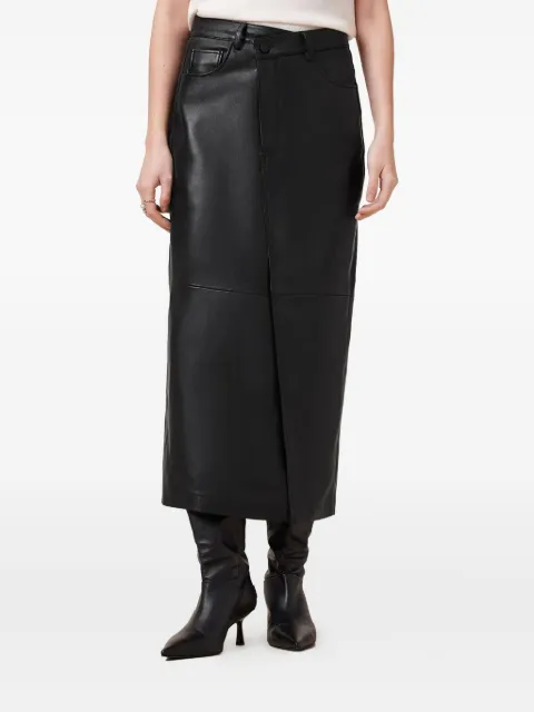 AllSaints Eden leather midi skirt