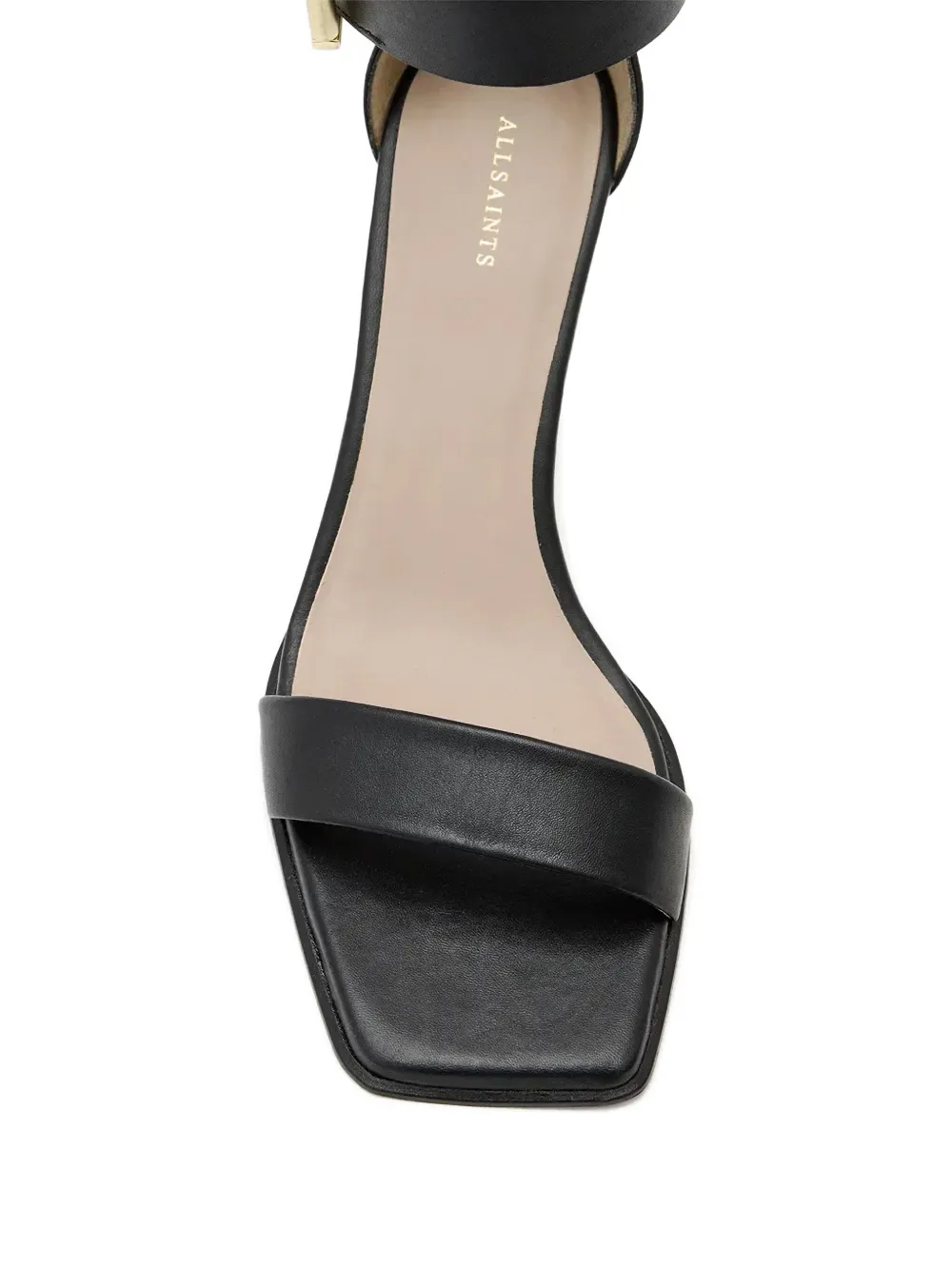 Allsaints Leather Buckled Noir Sandals In Black
