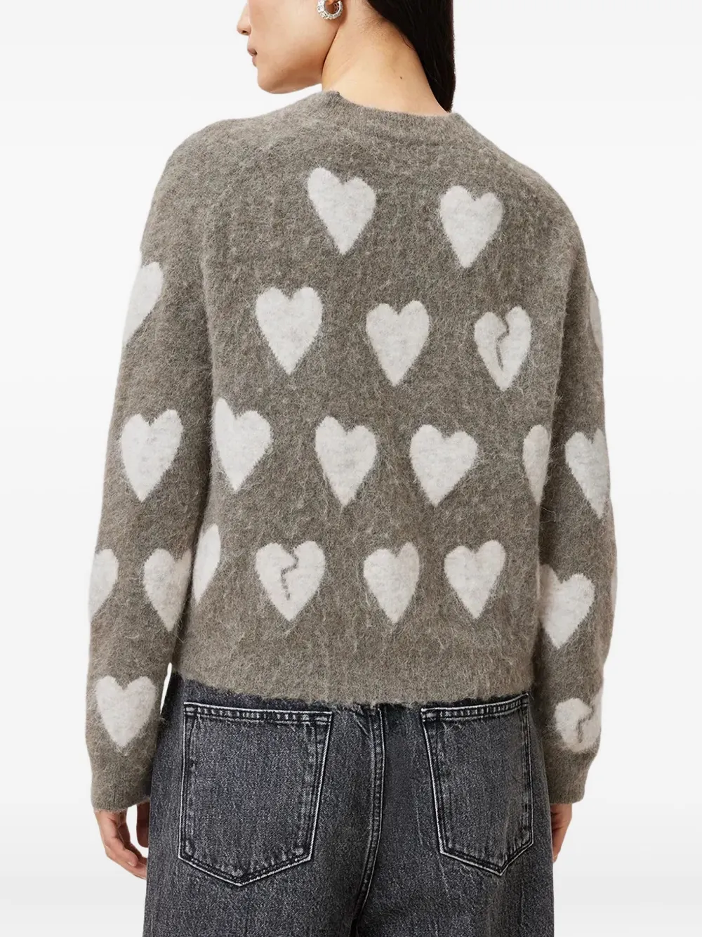 AllSaints Luv button-up vest met hartpatroon Grijs