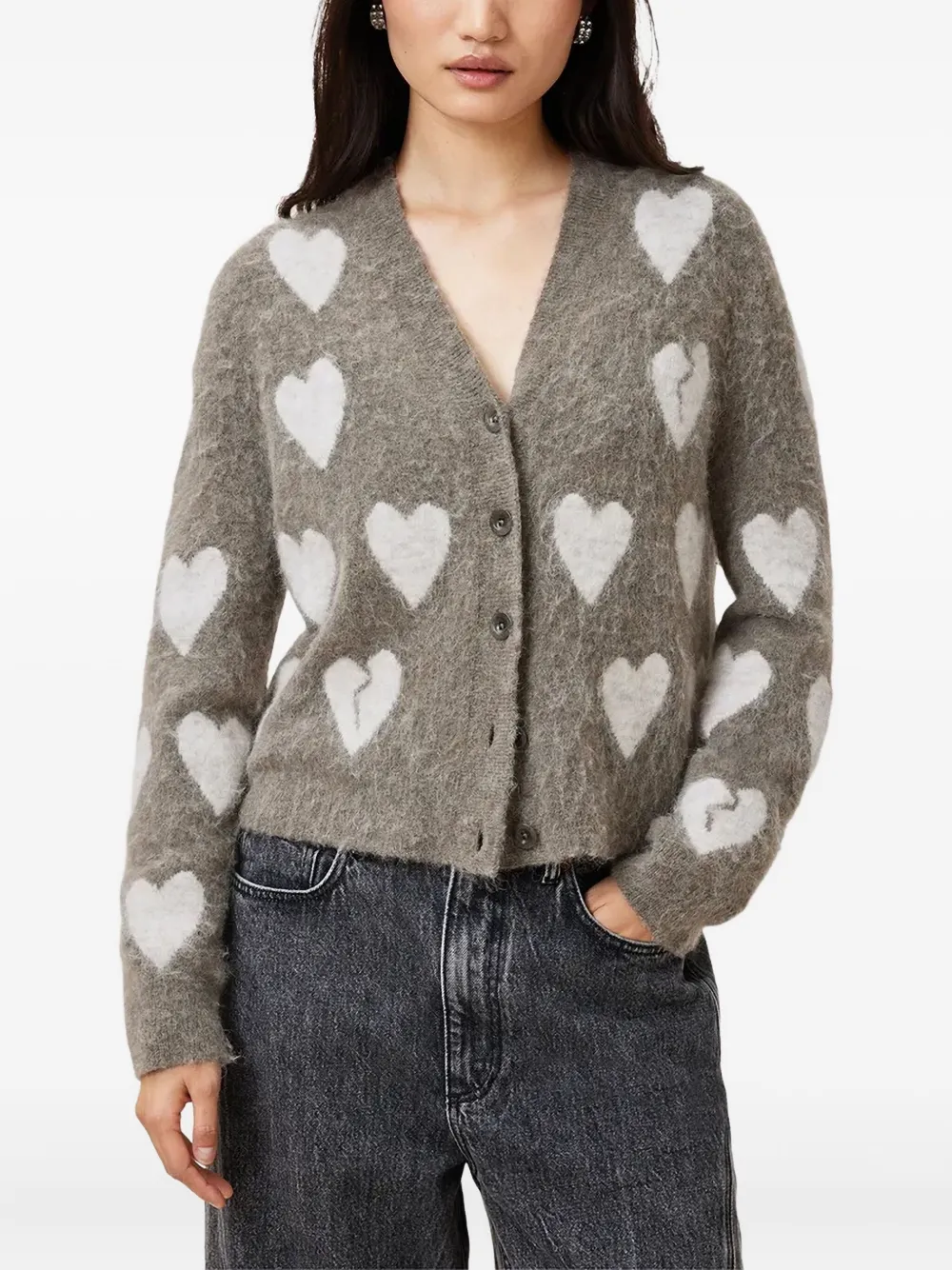 Allsaints Luv Heart-pattern Buttoned-up Cardigan