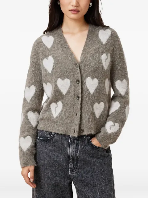 AllSaints Luv heart-pattern buttoned-up cardigan